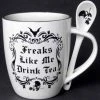 Alchemy Gothic Steampunk Homeware Alchemy Freaks Like Me Drink Tea Mug And Spoon Set