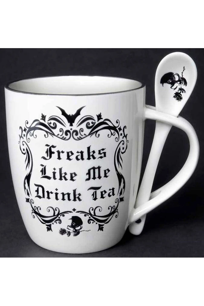 Alchemy Gothic Steampunk Homeware Alchemy Freaks Like Me Drink Tea Mug And Spoon Set 3 Alchemy Gothic Steampunk Homeware Alchemy Freaks Like Me Drink Tea Mug And Spoon Set