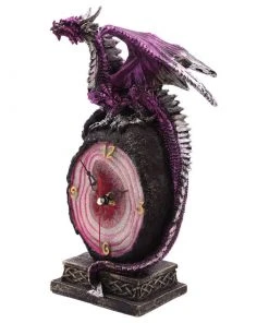 Puckator Geode Crystal Purple Dragon Clock All Homeware
