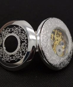 Pocketwatches Silvertone Steampunk Pocket Watch Gift Box Set Steampunk Jewellery