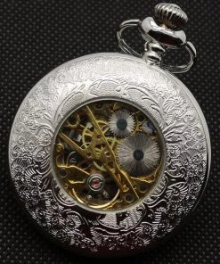Pocketwatches Silvertone Steampunk Pocket Watch Gift Box Set Steampunk Jewellery