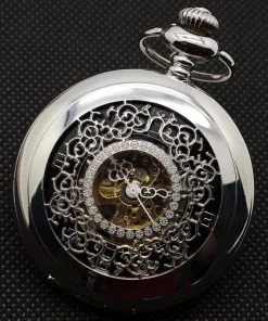 Pocketwatches Silvertone Steampunk Pocket Watch Gift Box Set Steampunk Jewellery