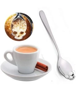 Gothic Accessories Steampunk Homeware Gothic Skull Sugar Spoon Silver