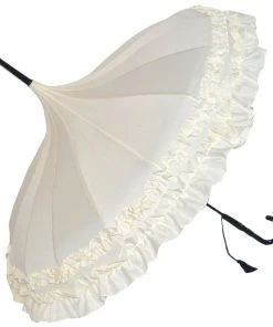 Soake Beige Frilled Gothic Pagoda Umbrella / Parasol