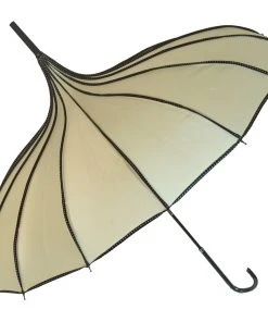 Soake Beige Ribbed Pagoda Umbrella / Ivory Parasol All Steampunk Accessories