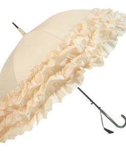 Soake All Steampunk Accessories Beige Triple Frill Steampunk Umbrella / Parasol