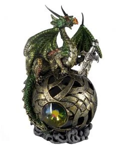 Nemesis Now Green Dragon On Golden Orb Light Up Index Of Taelth Figurine