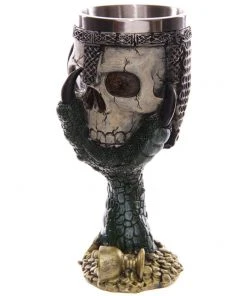 Puckator Dining & Barware Green Dragons Claw And Warrior Skull Gothic Goblet