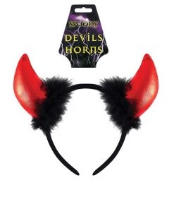 Kinkyangel Halloween Costumes Halloween Metallic Red Devil Horns Black Faux Fur On Headband
