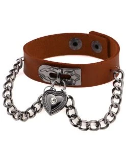 Gothic And Steampunk Jewellery Brown Heart Wrist Cuff Bracelet