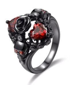 Gothic And Steampunk Jewellery Gothic Jewellery Hearts Rose And Skulls Ring