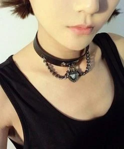 Gothic Collars Black Heart Chain Collar Gothic Accessories