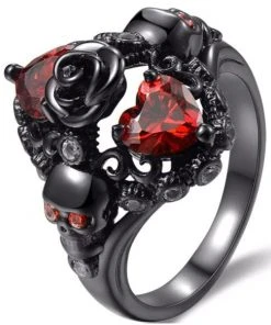 Gothic And Steampunk Jewellery Gothic Jewellery Hearts Rose And Skulls Ring