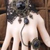 Lace Jewellery Black Lace And Cabochon Steampunk Slave Bracelet Gothic Jewellery