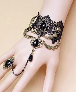 Lace Jewellery Gothic Jewellery Black Lace Heart Wings Slave Bracelet