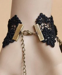 Lace Jewellery Gothic Jewellery Black Lace Heart Wings Slave Bracelet