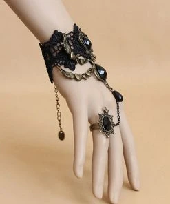 Lace Jewellery Gothic Jewellery Black Lace Heart Wings Slave Bracelet