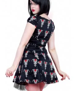 H&R London Black Tribal Tattoo Mini Dress All Ladies Clothing