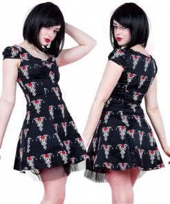 H&R London Black Tribal Tattoo Mini Dress All Ladies Clothing