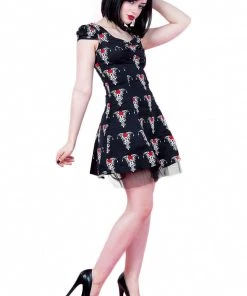 H&R London Black Tribal Tattoo Mini Dress All Ladies Clothing