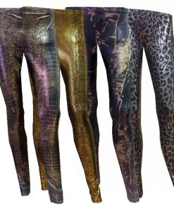 H&R London Golden Snake Print Leggings All Ladies Clothing