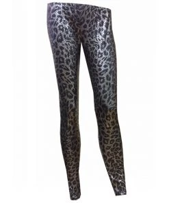 H&R London Silver Leopard Print Leggings