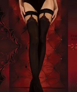 Ballerina 345 Hold Up Stockings Black/Red