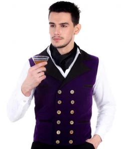 Pirate Dressing Mens Steampunk Clothing Joshua Purple Velvet Steampunk Waistcoat