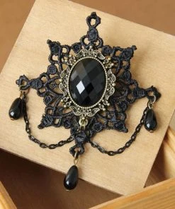 Lace Jewellery Victorian Gothic Black Lace Brooch Gothic Jewellery