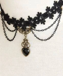Lace Jewellery Gothic Jewellery Black Lace Victorian Gothic Heart Choker