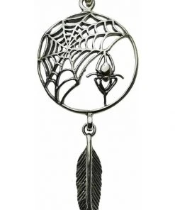 Lisa Parker Jewellery Lisa Parker Spider Feather Dreamcatcher Pendant Silver