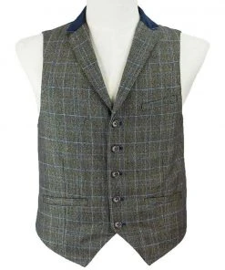 Kaymans Masaki Brown Checked Steampunk Waistcoat