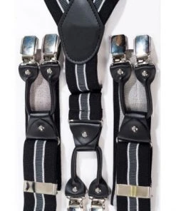 Banned Rockabilly Braces Black Grey Mens Steampunk Clothing