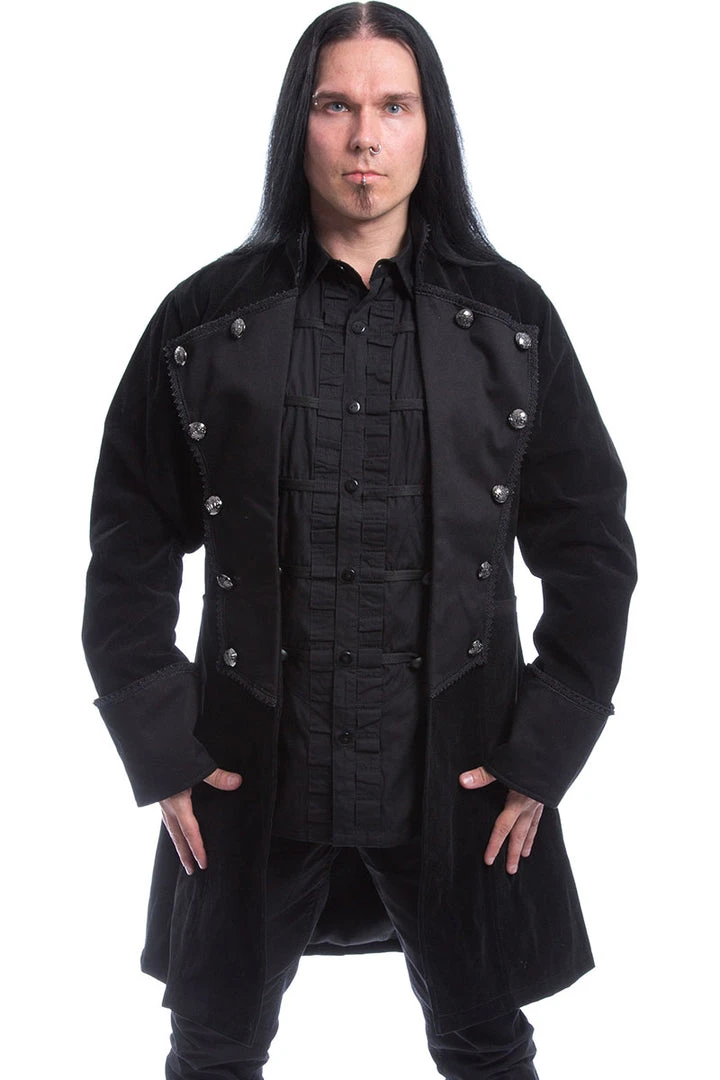 Innocent Clothing Mens Gothic Clothing Poizen Black Velvet Monarch Coat 6 Innocent Clothing Mens Gothic Clothing Poizen Black Velvet Monarch Coat