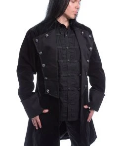 Innocent Clothing Mens Gothic Clothing Poizen Black Velvet Monarch Coat