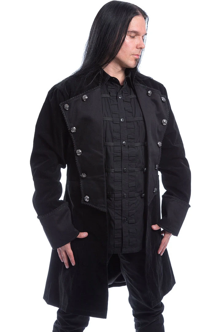 Innocent Clothing Mens Gothic Clothing Poizen Black Velvet Monarch Coat 4 Innocent Clothing Mens Gothic Clothing Poizen Black Velvet Monarch Coat