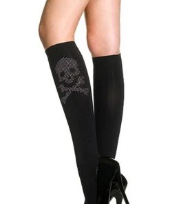 Sale Music Legs Skull Rhinestones Knee Hi