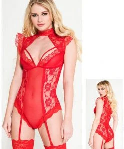 Music Legs Red Lace Teddy