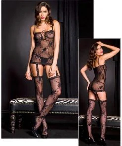 Music Legs Garter Dress Attached Stockings Bodystockings