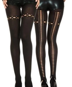 Music Legs Ripped Net Holes Tights