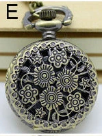 Pocketwatches Necklace Steampunk Pocket Watch With Mini Flowers Design PW-E Steampunk Jewellery
