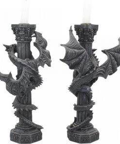 Nemesis Now All Homeware Guardians Of The Light Pair Of Dragon Candlesticks