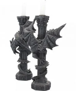 Nemesis Now All Homeware Guardians Of The Light Pair Of Dragon Candlesticks