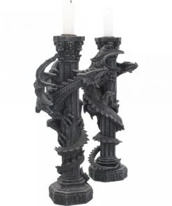 Nemesis Now All Homeware Guardians Of The Light Pair Of Dragon Candlesticks