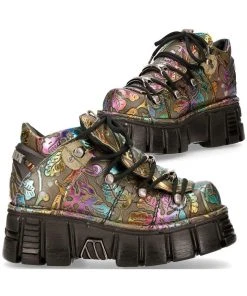 New Rock Boots New Rock Vintage Flower Holo Shoes M-106N-S73