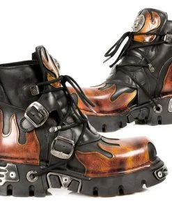 New Rock Boots New Rock Red Flame Ankle Boots, M.288-S1 Gothic Boots