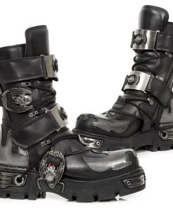 New Rock Boots New Rock Silver Flame Bat Boots M.195-S2 23 New Rock Boots New Rock Silver Flame Bat Boots M.195-S2