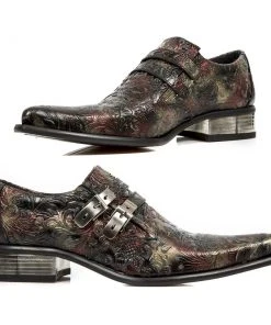 New Rock Boots New Rock Red Embossed Vintage Flower Shoes M.2246-S27 All Footwear