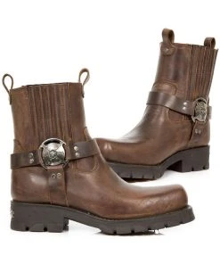 New Rock Boots New Rock Brown Motorcycle Ankle Boots Gothic Boots