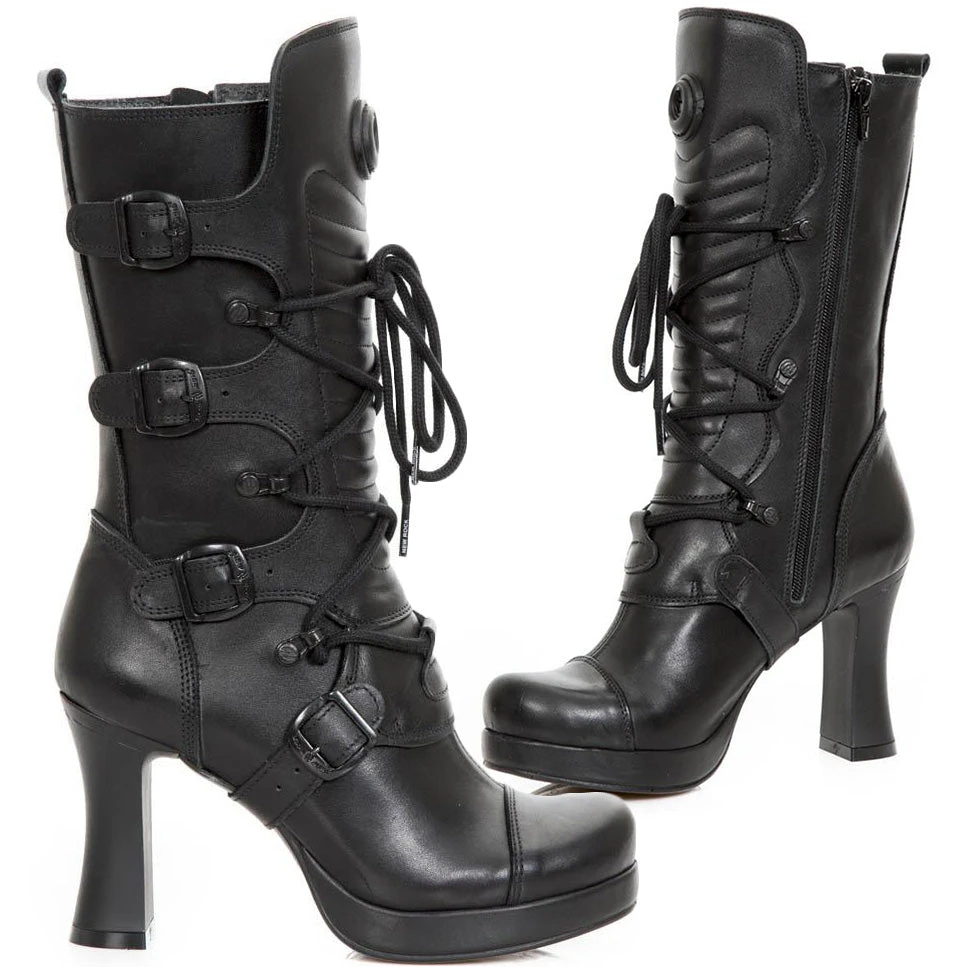 New Rock Boots Gothic Boots New Rock All Black Boots M.GOTH5815-S2 12 New Rock Boots Gothic Boots New Rock All Black Boots M.GOTH5815-S2